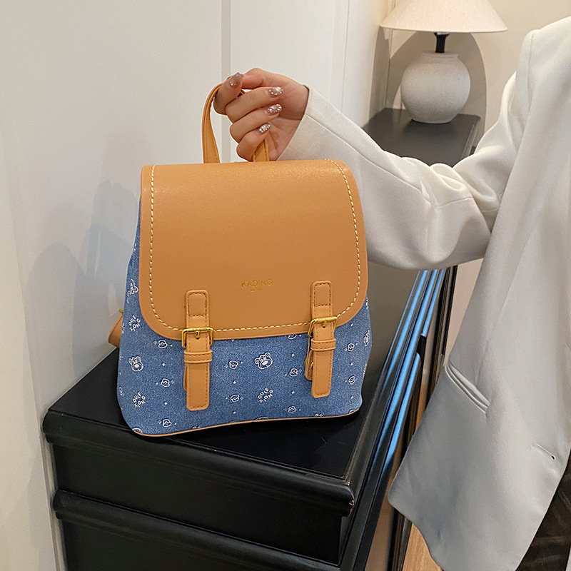 Bonita impresión de oso mochila de estudiantes universitarios, mochila de viaje de moda 2026 nueva bolsa de mujer de comercio exterior transfronterizo