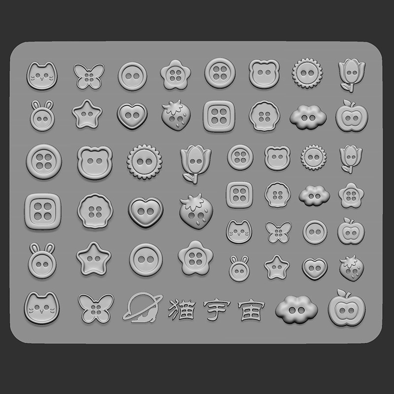 Cartoon Cute Button Silicone Nail Art Mold DIY Wearable Nail Tool Nail Carving Decoration Mold
