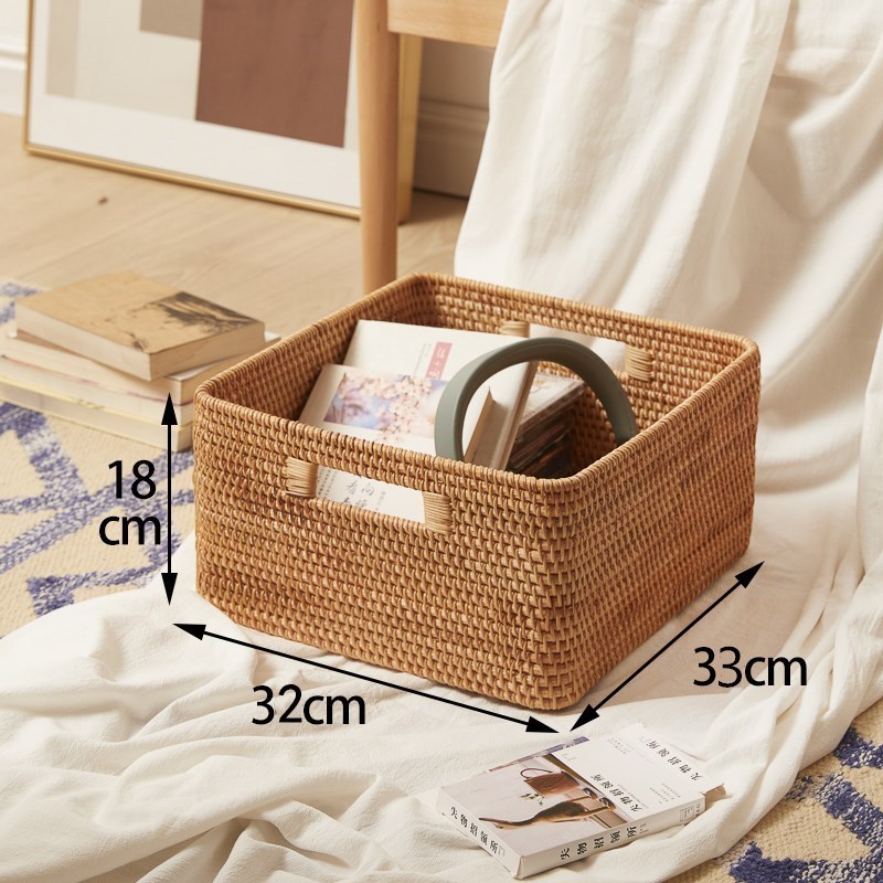 ベトナム秋籐手作り収納バスケットデスクトップ雑貨バスケット長方形おもちゃスナック衣類収納ボックス