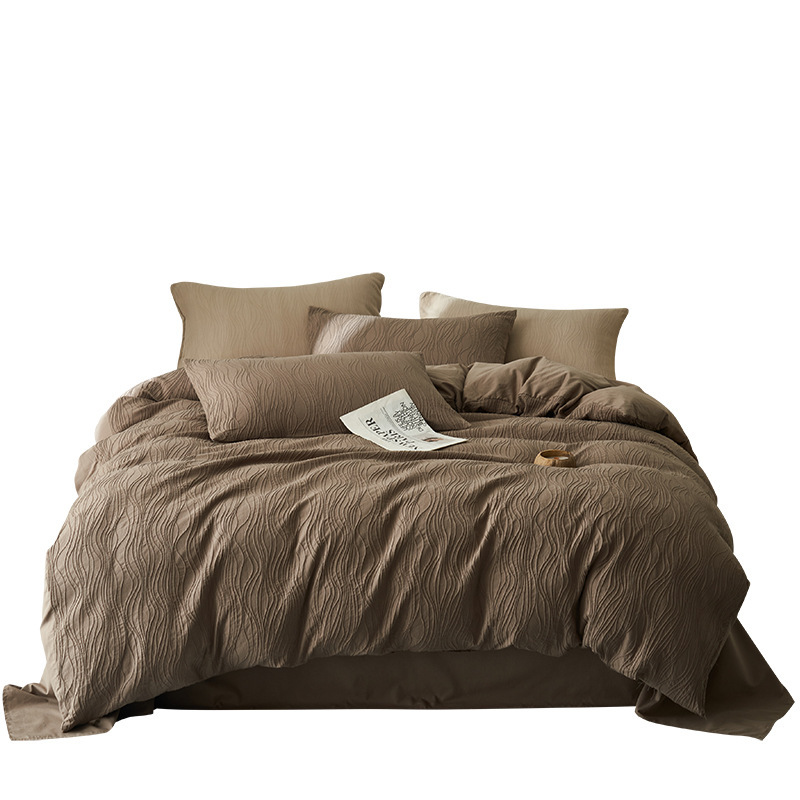 Classe A algodón 100% algodón cuatro piezas Jacquard tres capas de gaza cubierta sábanas de algodón lavado con agua cama cama cama de cama