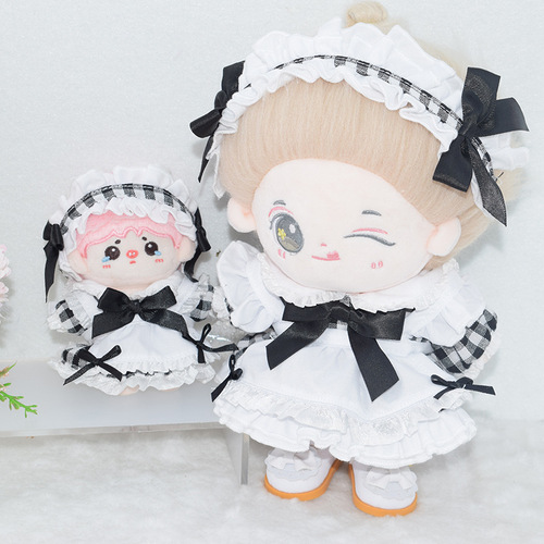 Baby clothes 10cm20cm plaid maid cotton doll non-attribute fat body universal doll dress change