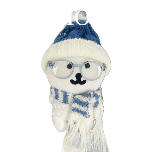 13cm Self-deprecating Bear Pendant Doll Clothes Blue Knitted Hat Scarf Cute Winter Doll Scarf Accessory Affordable