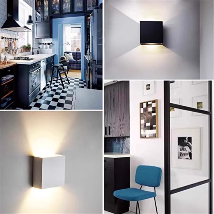 Luz de pared de cabecera del dormitorio nórdica simple cuadrada ultra delgada sala de estar luz de pared de fondo balcón luz de atmósfera impermeable exterior