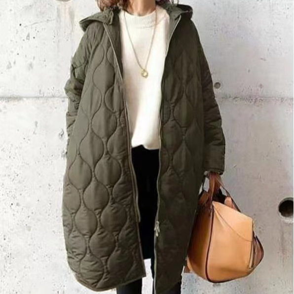 4 colores en stock estilo japonés 2024 invierno nueva calle ropa de mujer de manga larga con capucha cremallera media longitud cálido abrigo de algodón acolchado invierno mujeres image 5