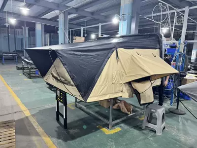 Avtomobil dam çadırları: Tent Car Outdoor Self-Driving - 16m-khaki-cloth-body-black-sunshade-medium-size-3-people-large-size-4-people