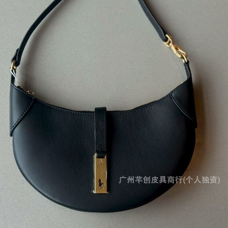 Cross-border Raff Polo underarm bag, genuine leather crescent bag, shoulder handbag, same style as Jung Soo-jeong's, dumpling croissant bag, women's bag