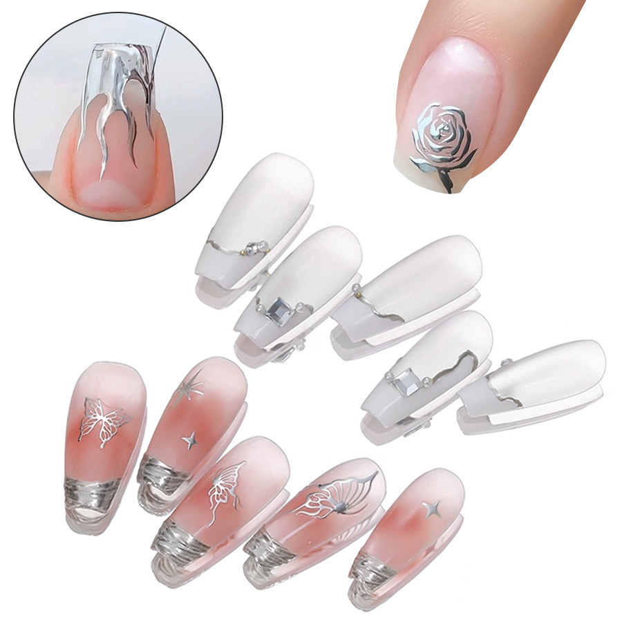 Metal brillante pintado pegamento esmalte de uñas de plata gancho de pegamento Super Flash espejo de plata transfronteriza especial FD53661028 image 5