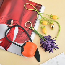 厂家直销热销款皮质包包挂饰仿真薰衣草花朵挂件可爱造型设计风格