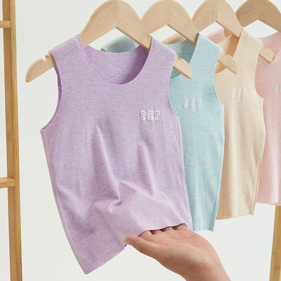 summer children Cotton supple vest men and women baby Xpress cut Thin section modal Solid Borneol vest