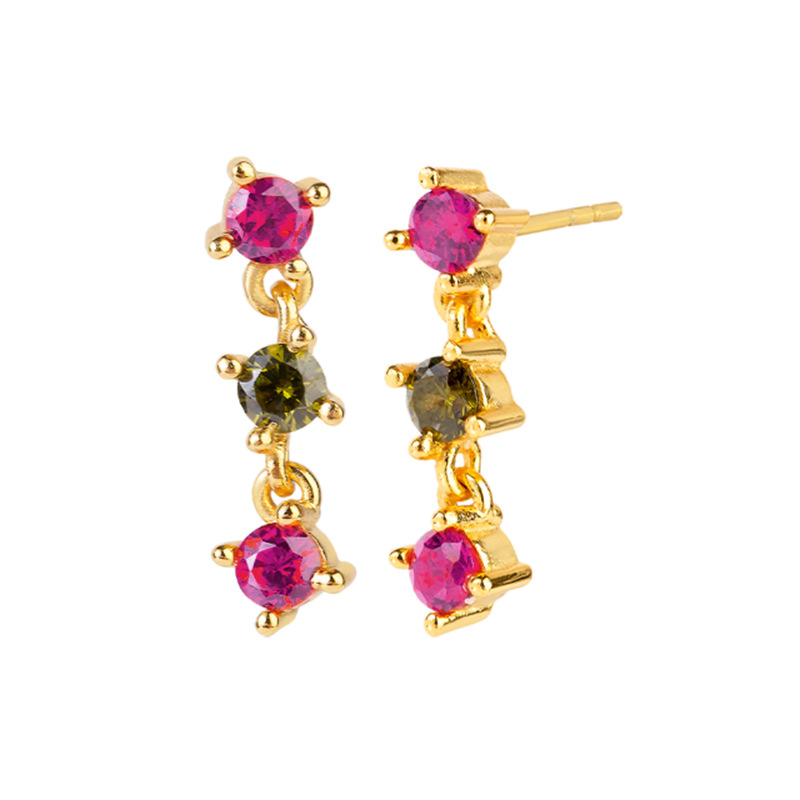 Korea Simple Fashion Earrings Color Round Zircon Earrings Fashion Popular Earrings display picture 2