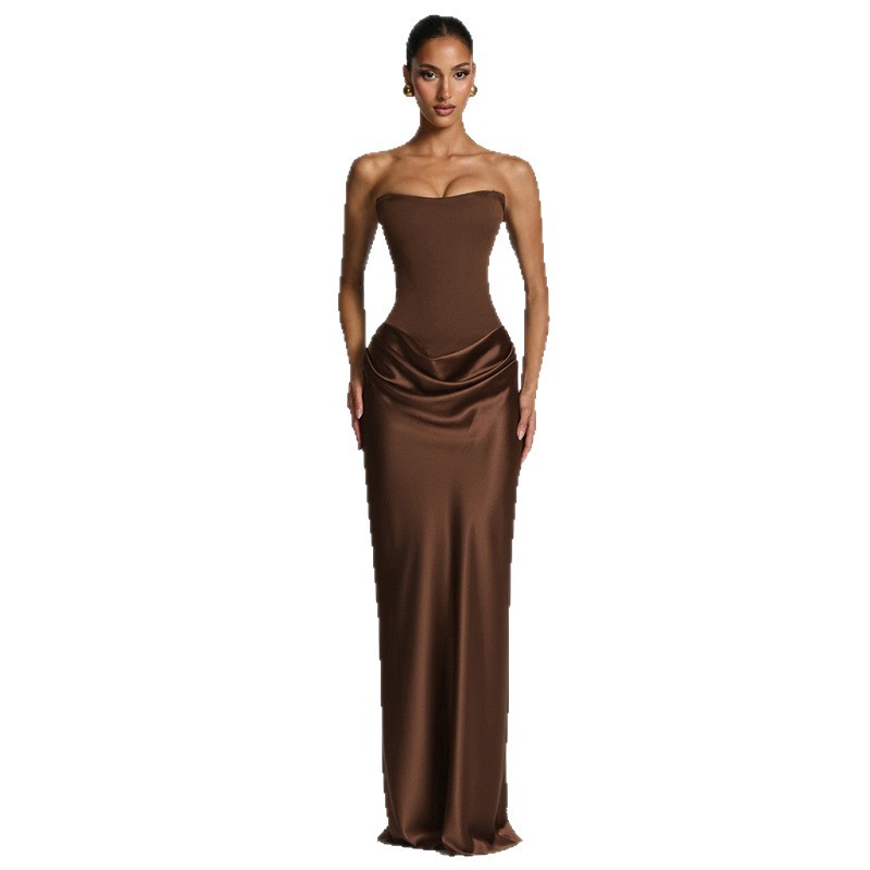 Aliexpress ropa de mujer 2026 primavera y verano nuevo temperamento elegante sin mangas pechos delgados empalmado mochila vestido de cadera