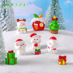 微景観のかわいいクリスマスの老人の熊は雪景色のDIY水晶の玉の装飾品の部品のデスクトップの小さい置物を作ります。