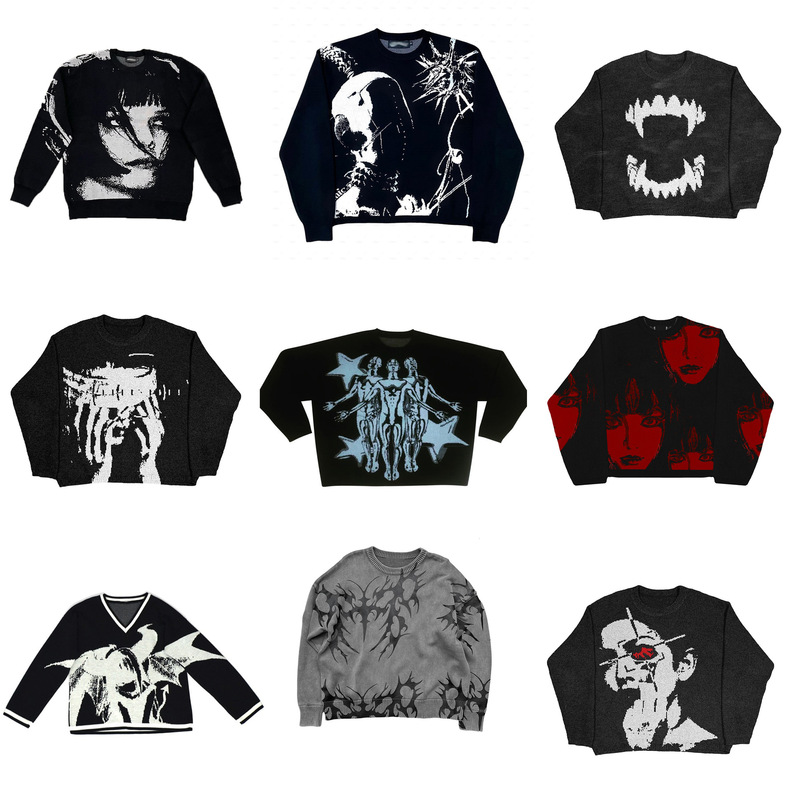 European and American Cross-Border Autumn and Winter Loose Pullover Sweaters Trendy Hip-Hop Style Inner and Outer Knitted Sweaters Wholesale European and American Cross-Border Autumn and Winter Loose Pullover Sweaters Trendy Hip-Hop Style Inner and Outer Knitted Sweaters Wholesale