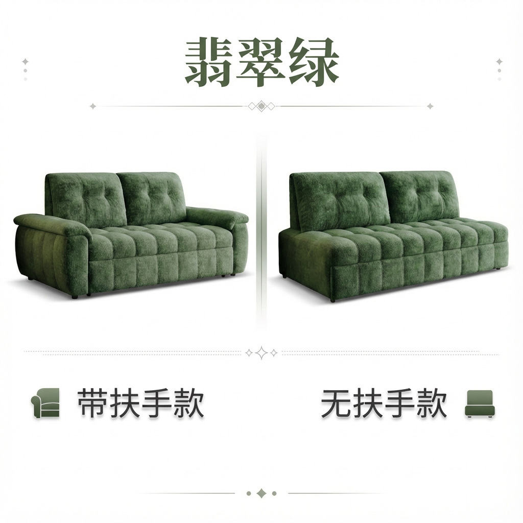 多機能ソファベッド両用折りたたみ学習アパートアームレスパフ生地ソファ昼休みベッド