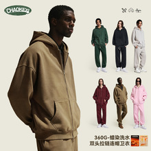 跨境美式秋冬潮牌高街水洗复古连帽拉链卫衣加绒宽松ins情侣帽衫