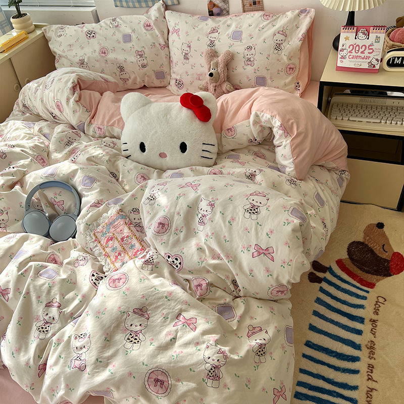 Cama de cuatro piezas de madres y bebés de clase A sábanas de algodón cubierta cama de dormitorio de estudiantes de tres piezas de cama
