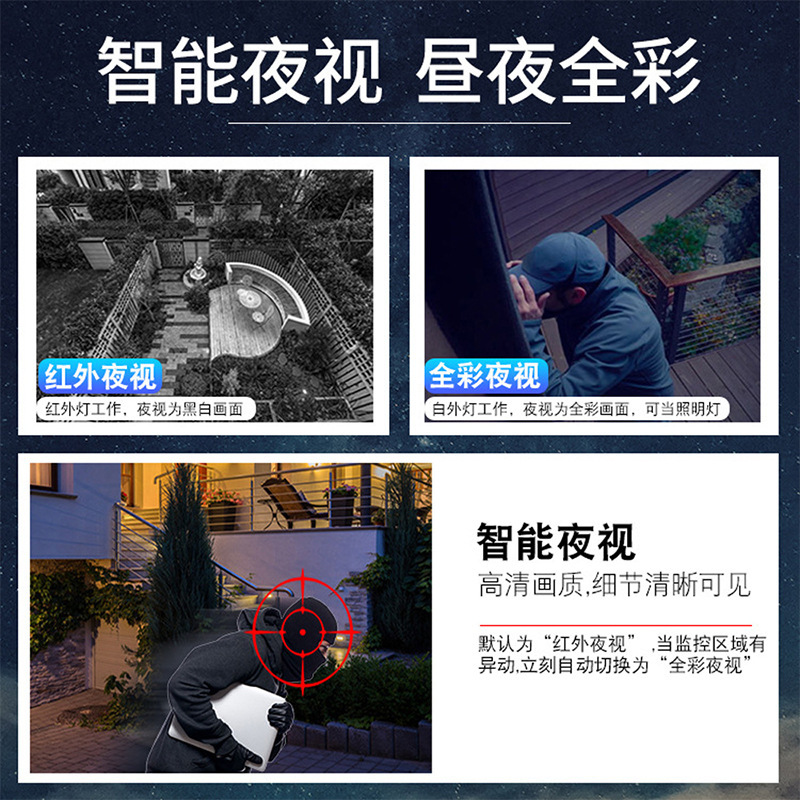 Cámara de vigilancia de alta definición para el hogar, red inalámbrica panorámica de 360°, monitoreo solar de bajo consumo de 3MP, venta al por mayor transfronteriza