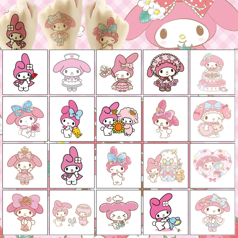 5X5Cm Melody Tattoo Stickers 20 Cartoon Tattoo Stickers Water Transfer Disposable Tattoo Birthday Party