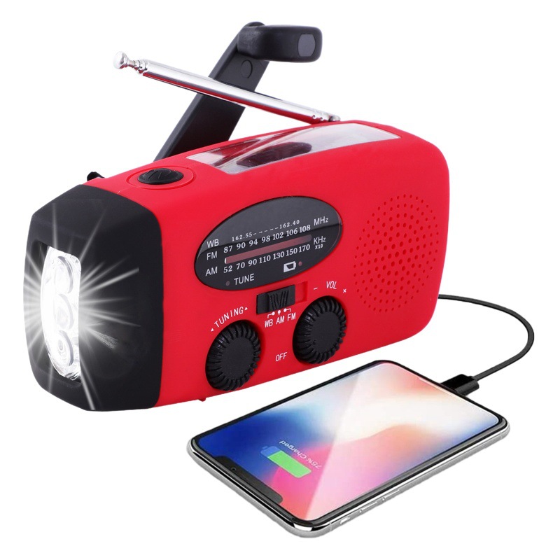 Radio Solar de Manivela Más Vendida de Amazon con Iluminación LED, Radio NOAA de Emergencia, Portátil