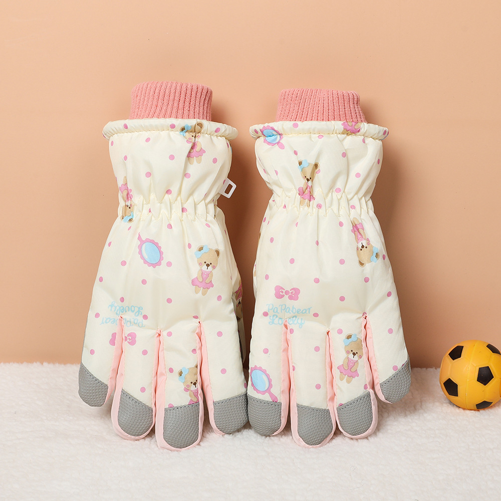 Guantes de esquí para niños de invierno para niños de temporada de ciclismo para niñas al aire libre de terciopelo grueso a prueba de salpicaduras a prueba de viento guantes fríos