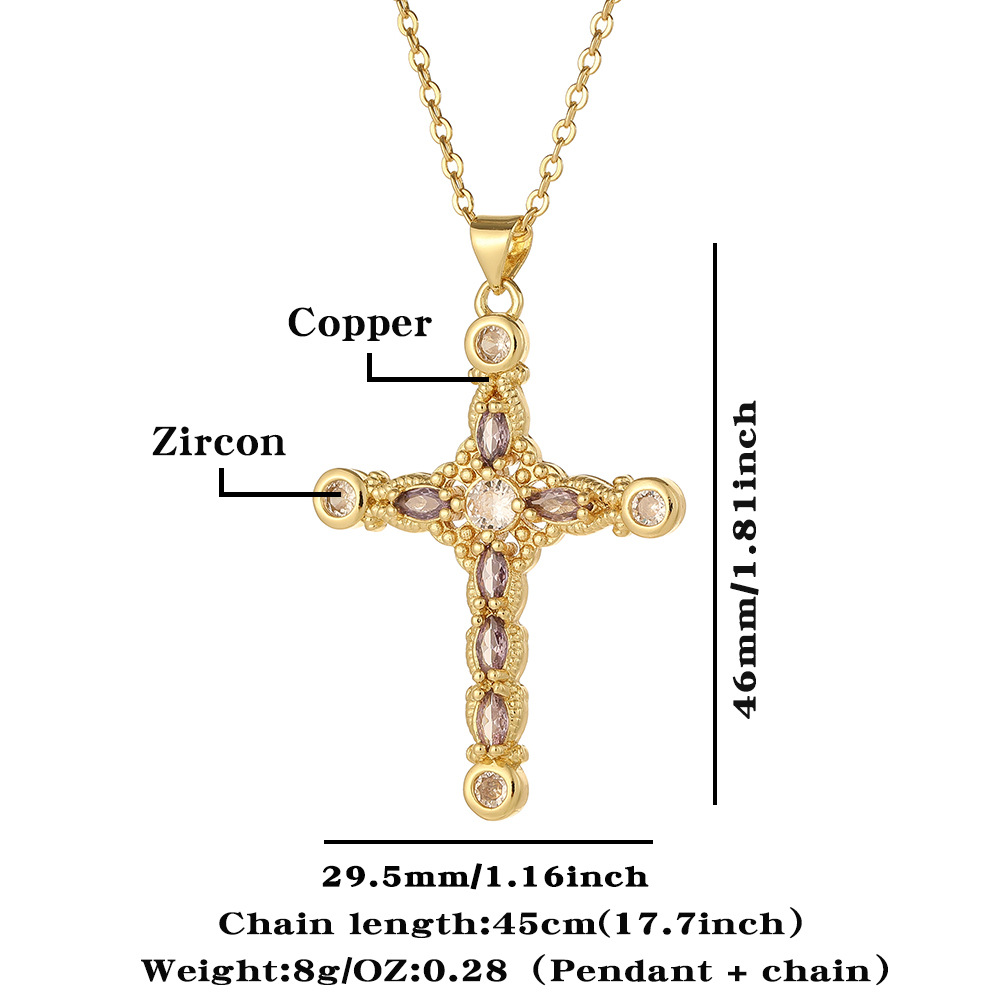 Style Ig Traverser Le Cuivre Placage Incruster Zircon Pendentif display picture 1