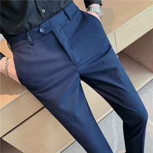 Long-term production ~ main push ninth pants men's casual suit pants slim fit skinny suit pants navy blue JF113-568