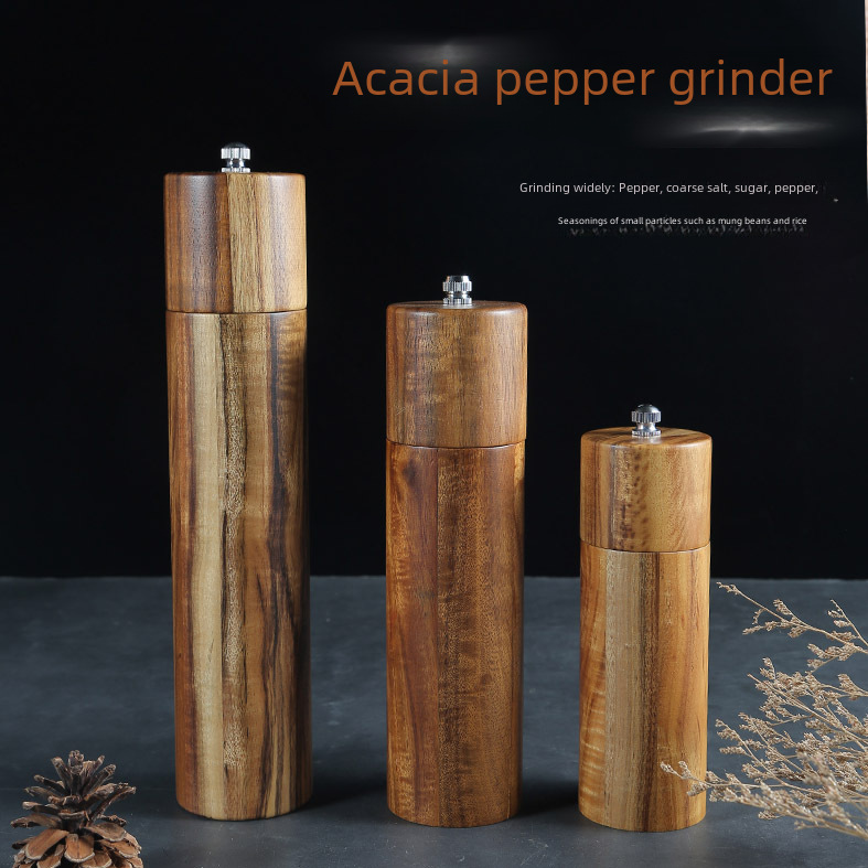 Cylindrical acacia, wood pepper grill grinders ceramic core manual spice grinding gigabay wild kitchen kitchen most use of seasoning bottle