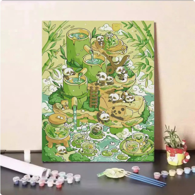 Pintura al óleo digital de estilo antiguo estilo arquitectónico de la dinastía Tang, relleno a mano, relleno de agujero, lámpara acrílica, sala de estar nueva