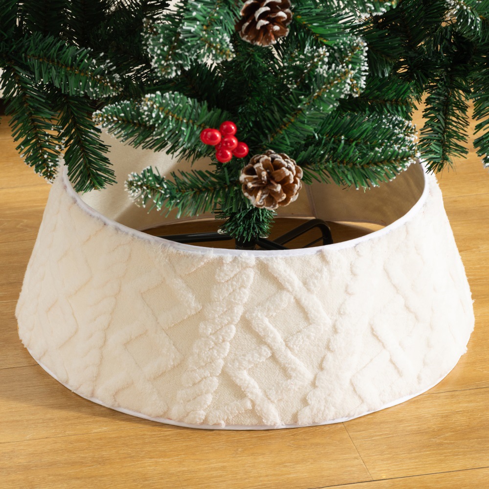 Falda de árbol de Navidad transfronteriza de felpa con patrones 3D, adorno para árbol de Navidad, artesanía, decoración para la escena navideña
