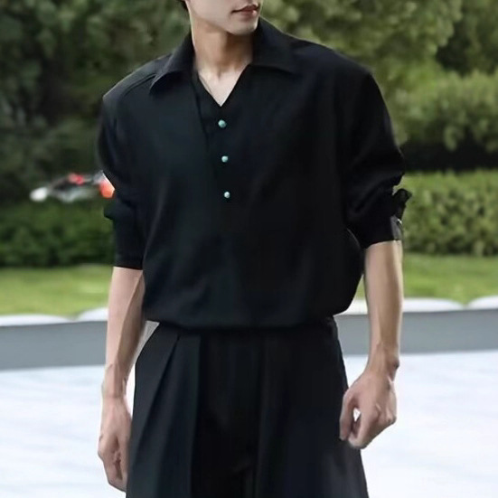 Cross-Border Trend 2025 Spring & Fall New Designer Polo Shirt Fake Two-Piece Simple and Versatile Fashionable Lapel Sweatshirt