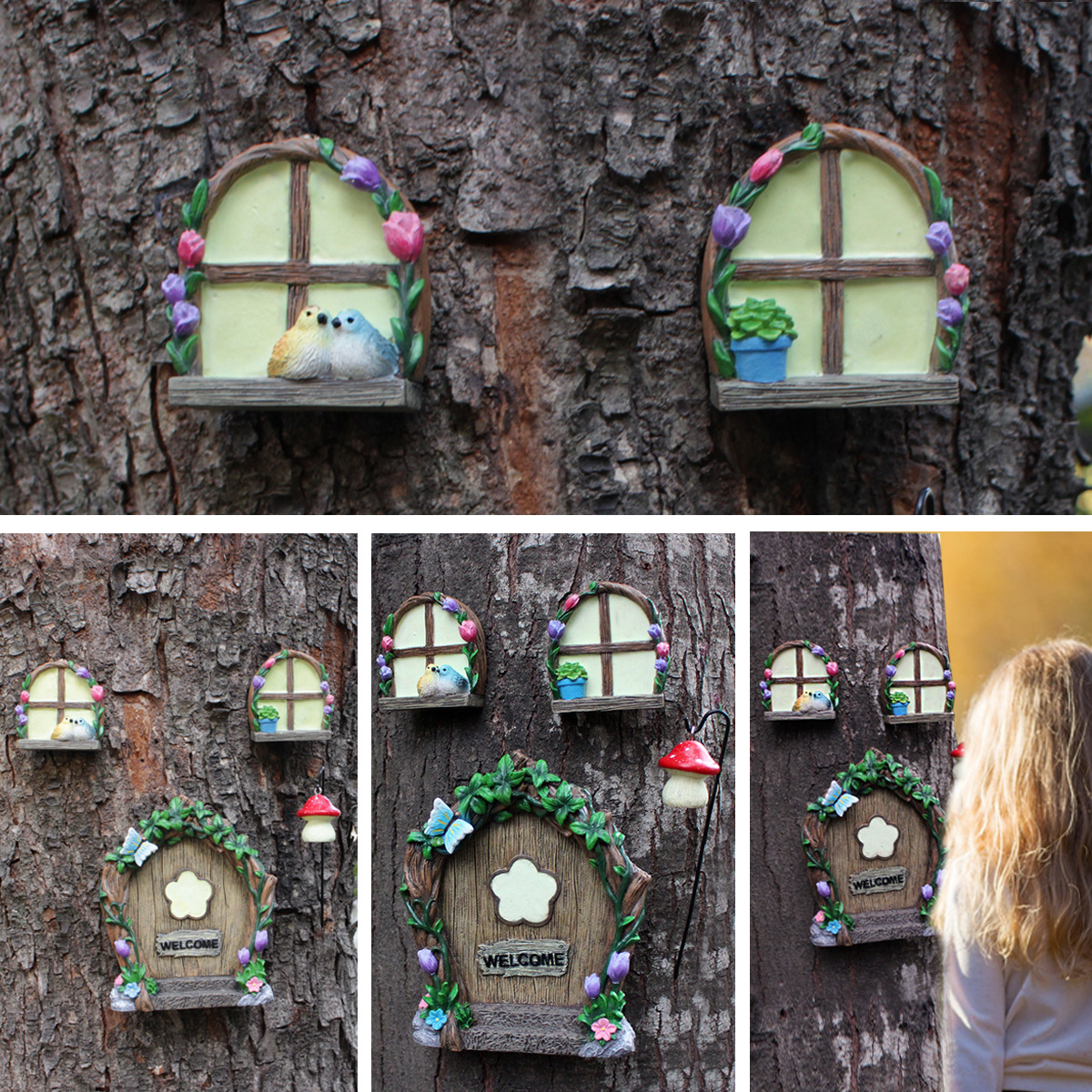  new door and window suit tree hanging garden hanging decoration artificial flower butterfly night door and window tree hanging  