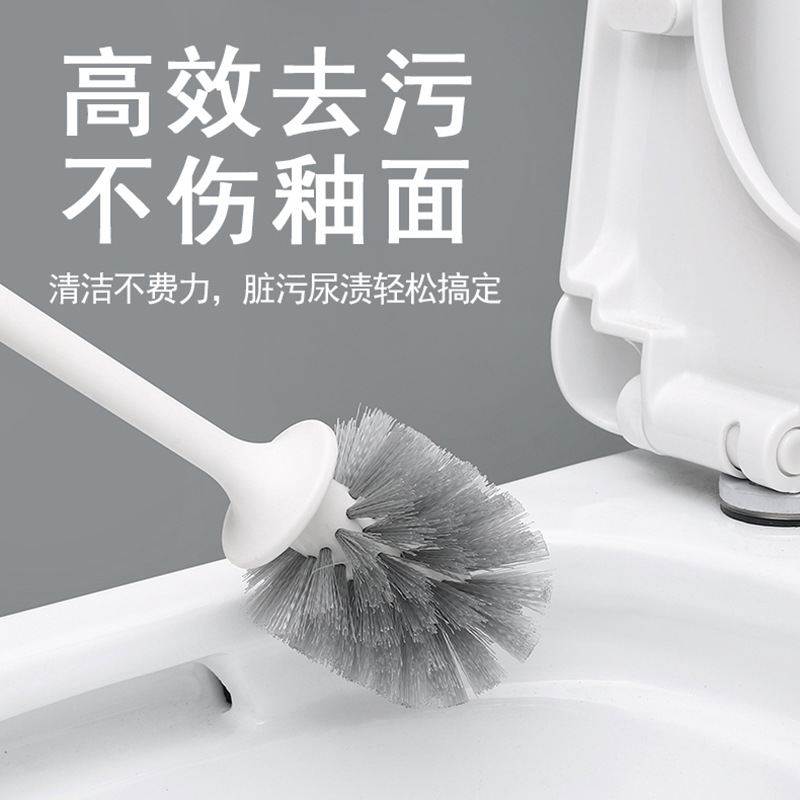 cepillo de inodoro doméstico sin esquina muerta tipo pared de baño sin perforación cepillo de inodoro de mango largo conjunto de cepillo de limpieza de pared