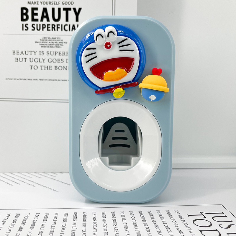 自動歯磨き粉絞り器、怠惰な絞り器、漫画のかわいいステッチ、子供用壁掛けパンチフリーラック|undefined