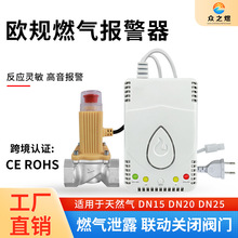 欧规燃气可燃气体报警器商用饭店餐饮探测液化气防泄漏报警切断阀