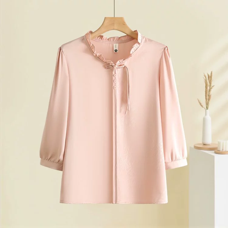 Летняя футболка с рукавом три четверти для мамы, модный весенне-летний элегантный топ для женщин среднего и пожилого возраста, тонкий стиль для 50-летних.