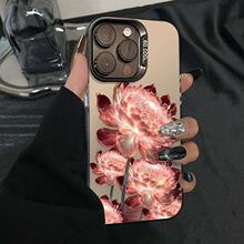 玫瑰金莲花适用苹果17手机壳iphone16promax新款15pro/14/13/12风