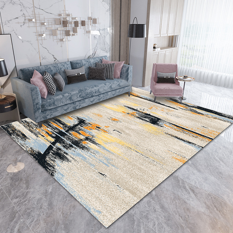 Nordic Abstract Art Living Room Rug Home Decor Light Luxury Geometric Pattern Bedroom Bedside Runner Simple Coffee Table Mat