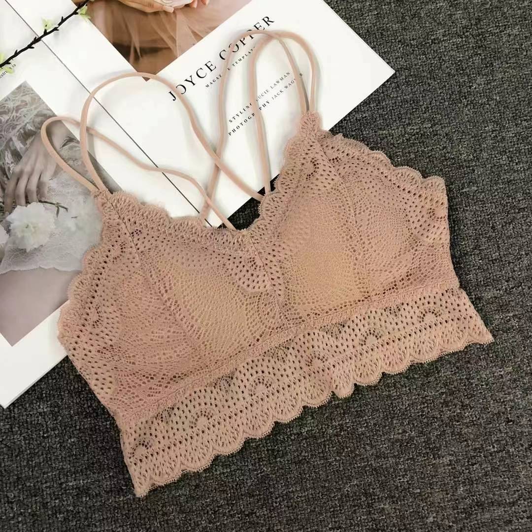 Nuevo encaje de alta elasticidad de alta calidad, chaleco de mujer sin anillo de acero, bra de yoga, ropa interior deportiva, mujer al por mayor