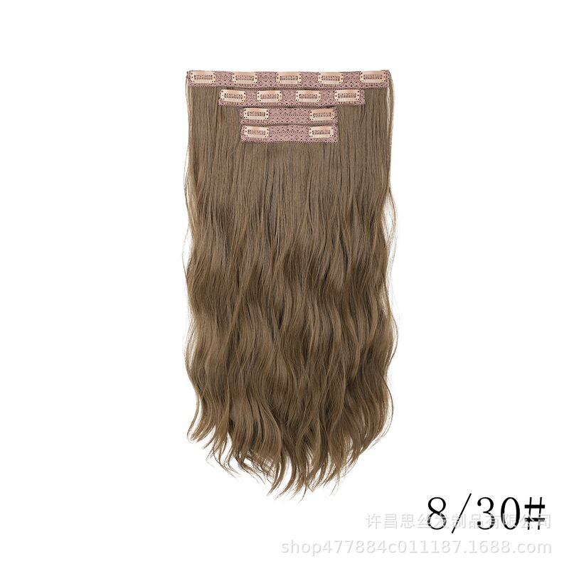 跨境假发 化纤渐变染色接发片合成四件套卡子发假发 Clip in Hair|undefined