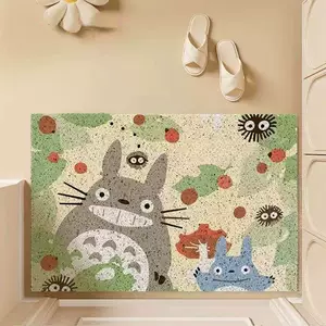 Totoro İpək Döşəmə Xalçası, Fərdiləşdirilə Bilən PVC Qapı Xalçası, Cizgi Filmi