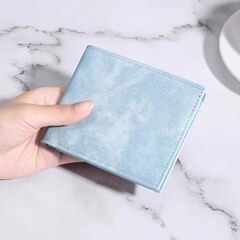 カードホルダーと財布が一体化したメンズ超薄型ショートウォレット、ソフトレザーウォレット、軽くてシンプルなマルチカードスロットウォレット、学生用