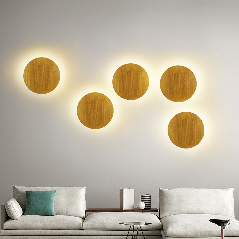 Nueva lámpara de pared de madera maciza creativa sala de estudio de madera lámpara japonesa y coreana moderna LED estrella niños lámpara de pared decorativa