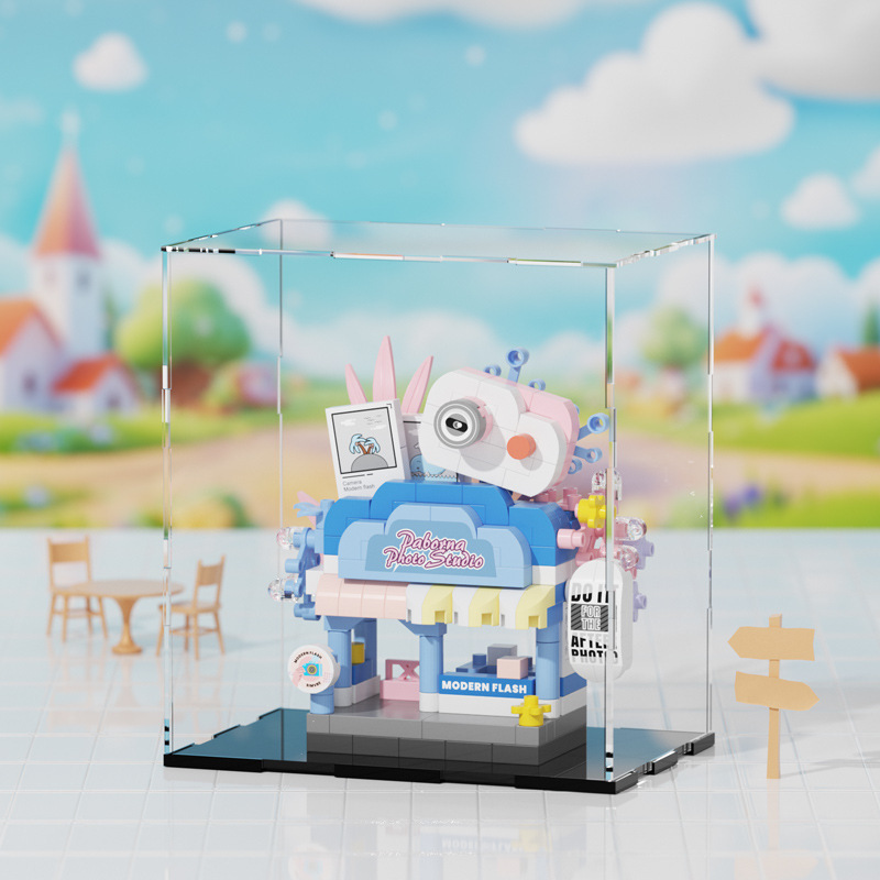 Compatible con Le City High Building Street View Burger Coffee Flower Shop Bloques de construcción pequeños juguetes de puzzle para niños