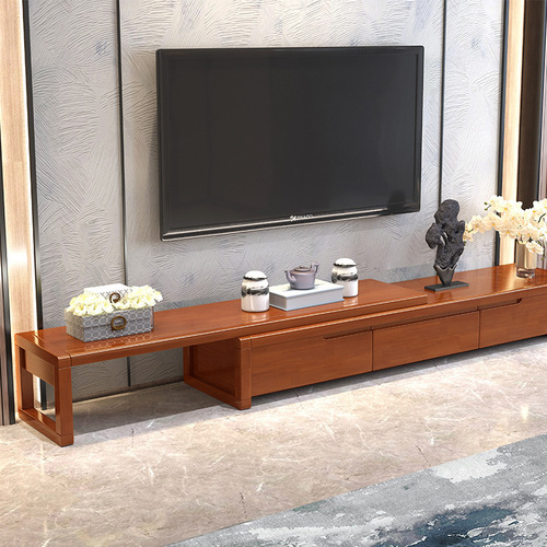 Solid wood Chinese TV cabinet retractable living room furniture modern simple economical storage floor cabinet combination large and small apartments