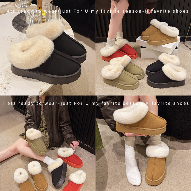 Stivali da neve caldi con suola spessa da donna, pelliccia calda e spessa, scarpe comode e soffici_voghion.com