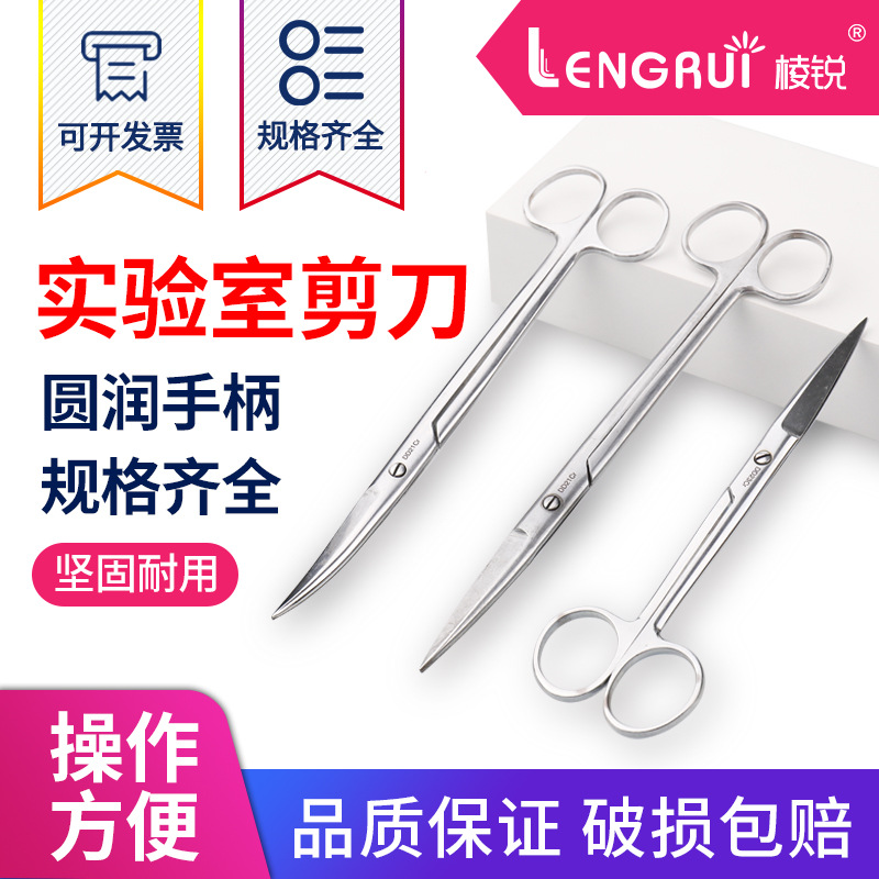 实验室剪刀直头 弯头不锈钢剪刀12.5、 14、16、18cm