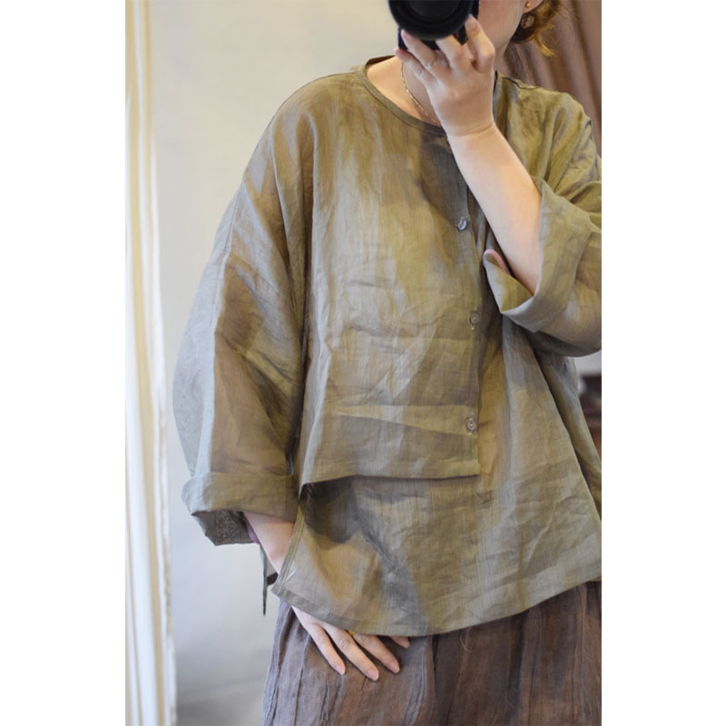 Original summer new pure Ramie 100 ultra-thin retro Chinese style modified lace-up shirt top Original summer new pure Ramie 100 ultra-thin retro Chinese style modified lace-up shirt top