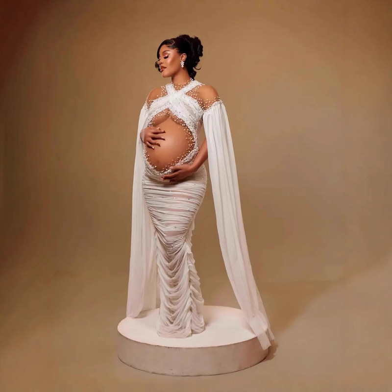 European and American Cross-Border Maternity Dress Photo Shoot Clothing Dress New Photography Dress Big Belly Heavy Industry Personalized Style