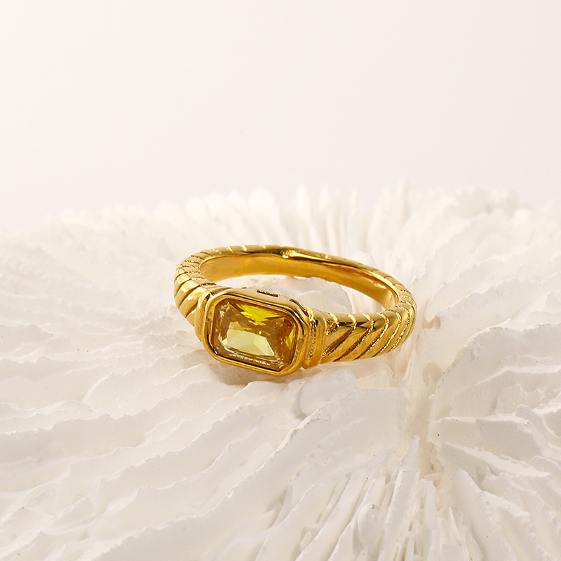 10, 6, 9 Ring Size 1 Piece Quantity Real Gold Plated Rectangle 304 Stainless Steel Casual Simple Style Waterproof Non Tarnish Rings