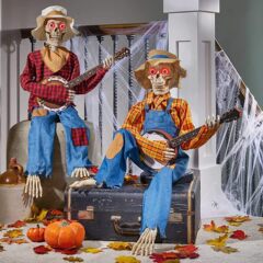 ハロウィンアニメーションバンジョースケルトンハロウィン発光スケルトンスケルトン装飾置物
